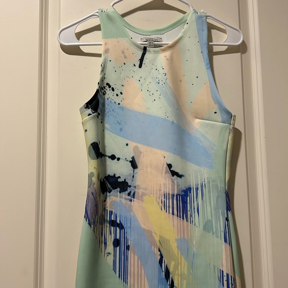 Zara splattered paint design racerback Bodycon sleeveless mini dress size S